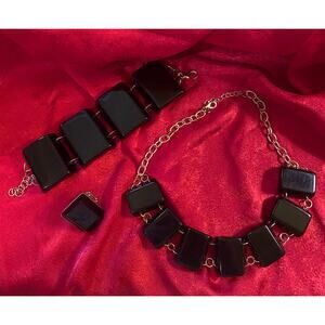 Retro Chunky Vintage Black Demi Parure